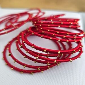 Red and Gold Beaded Bangles Thread Bangle Indian Pakistani Jewelry Jewelery 20ct